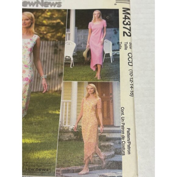 Easy McCalls M4372 Sewing Pattern Dress Asymmetrical Hem Maxi Size 10 12 14 16 - Picture 2 of 7